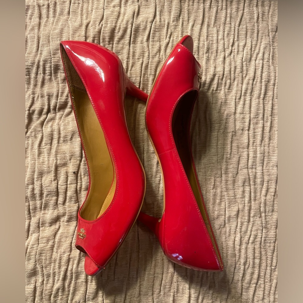 COACH True Red Patent leather Peep-toe Pumps